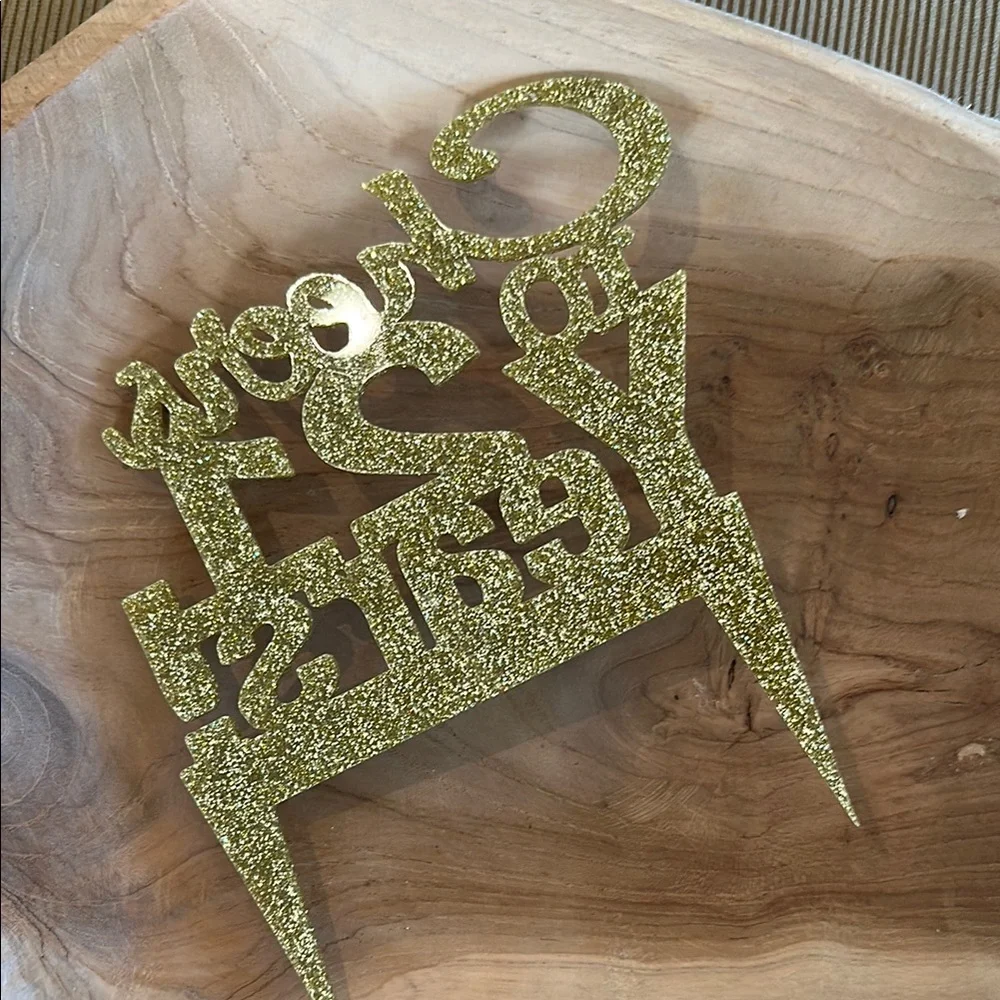 Gold Glitter 'Cheers to 21 Years!' Cake Topper